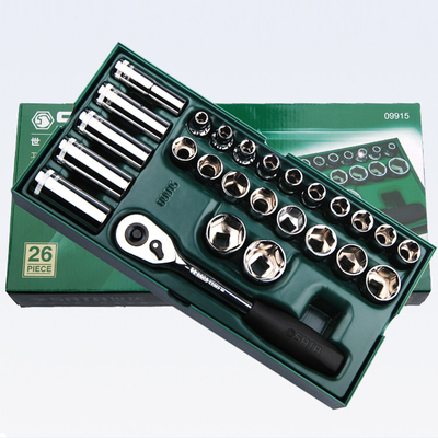 世达工具12.5MM六角套筒快速棘轮扳手组合汽车维修工具套装09915