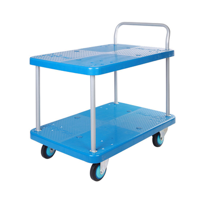 经典蓝全静300kg双层单扶手平板手推车PLA300Y-T2小推车