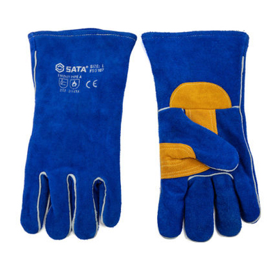 世达斜指氩弧焊防护劳保干活手套电焊耐磨牛皮手套工作FS0107-8