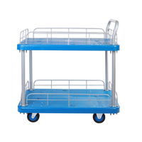 經典藍全靜200kg雙層護欄單扶手平板手推車PLA200Y-T2-HL2小推車