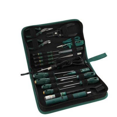 世达五金19件日常家用维修工具箱电工螺丝刀电烙铁组合套装03720