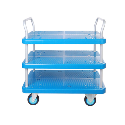 经典蓝全静300kg三层双扶手平板手推车PLA300Y-T3-D小推车